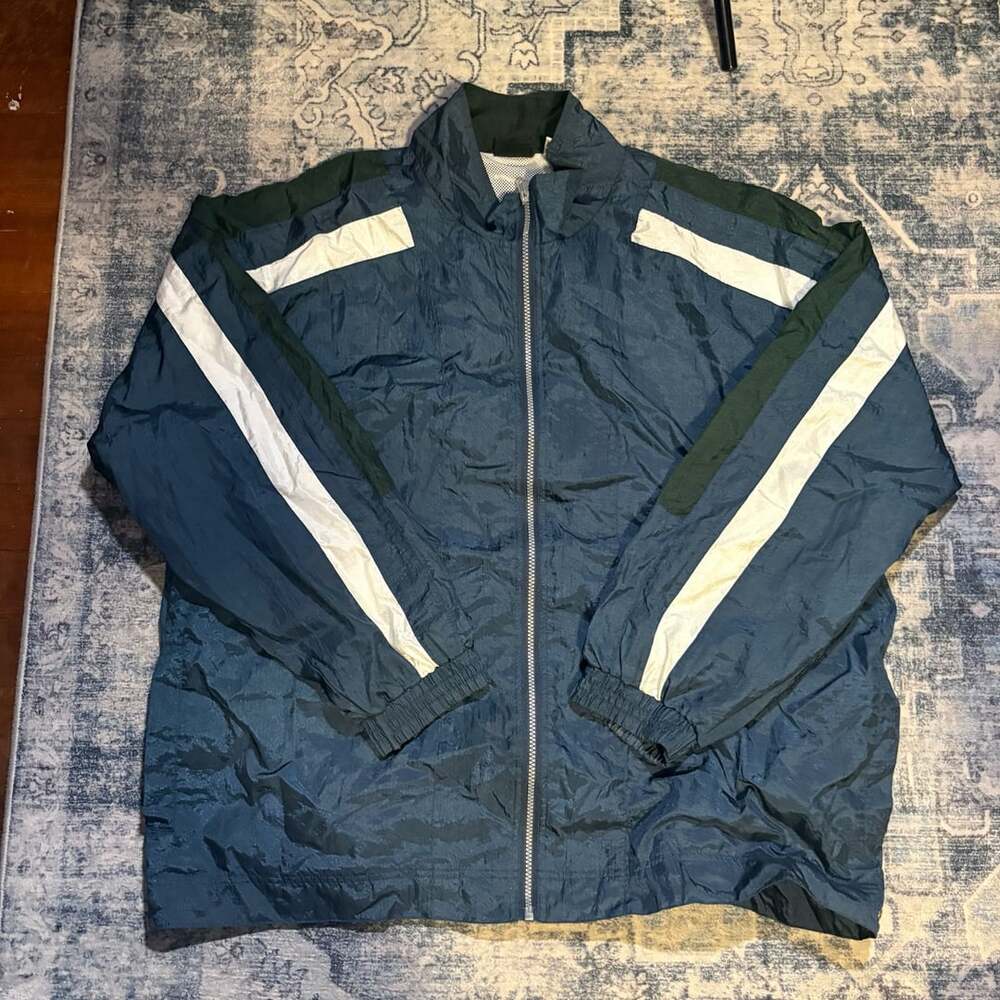 Winner Vintage Nylon Windbreaker Jacket Blue Green White Size XL